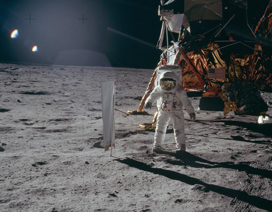 Astronaut Neil Armstrong moon leap